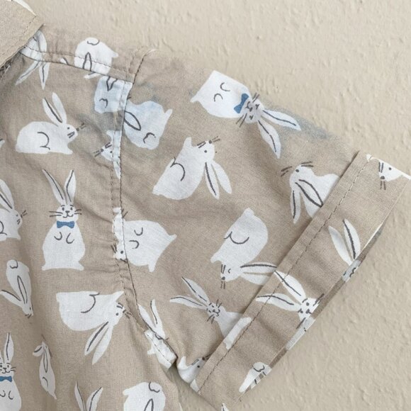 Old Navy Button Down Shirt with Bow Tie • Bunnies • 12-18 Months - Picture 2 of 2